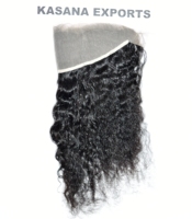 Cheveux humains bouclés 13*4 Frontal Lace Front vierges indiens, couleur naturelle, pour femmes noires, cuticules alignées, vente en gros