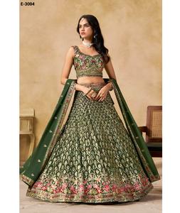 Lehenga Choli indien tendance, vêtement traditionnel en géorgette, avec des paillettes, des broderies en zari, en resham et en badla, pour les mariages - Product Image 1