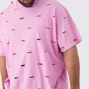 Camisetas de Manga Corta Extra Grandes de Algodón 100% con Efecto Desgastado, Estampado Personalizado con Logotipo, para Hombre, 2026 - Product Image 5