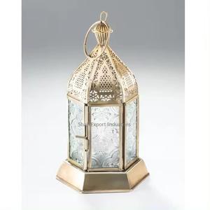 Linterna de vela alta de hierro y vidrio de diseño impresionante, acabado de oro antiguo para el hogar y el jardín, linterna colgante decorativa - Product Image 4