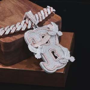 Colgante de Letra con Moissanita VVS1, Colgantes Hip Hop con Incrustaciones, Colgante Personalizado con Moissanita, Colgante de Regalo para Halloween - Product Image 3