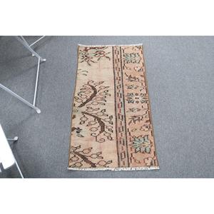 Rug, 1.6x3.2 ft Turkish Rug, <b>Brown</b> Abstract Rug <b>Wool</b> - Product Image 1