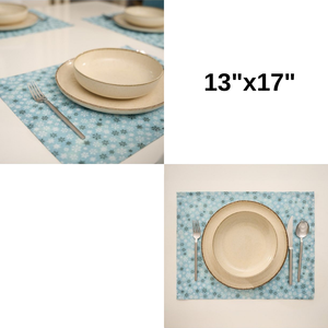 8 Piece 100% Cotton <b>Blue</b> <b>Placemat</b> Set with Snow Pattern Decorative Table Mats 35x45cm Durable Elegant Dining Table Accessories - Product Image 6