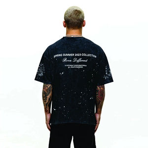 Directo de fábrica al por mayor de algodón con estampado personalizado 240 GSM hombro caído Cool Fit Streetwear camisetas de gran tamaño para hombres - Product Image 6