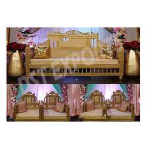 Conjunto de sofá Maharaja DE BODA árabe de oro antiguo, sofá dorado de estilo moderno, recién llegado, hecho de madera de teca - Product Image 1
