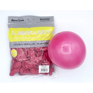 Globos de Látex para Fiestas, Color Fucsia, 12 cm, Bolsa de 100 Unidades, Decorativos - Product Image 1