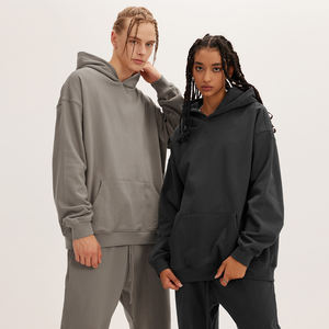 Unisex de alta calidad 400gsm algodón poliéster de gran tamaño francés Terry peso pesado en blanco sudaderas con capucha - Product Image 1