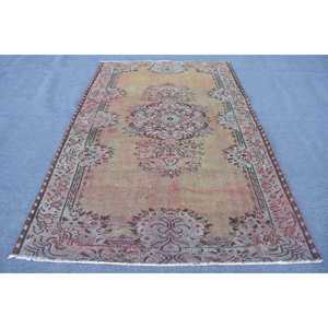 Alfombra Turca Grande de 5.2x8.2 pies, Alfombra Vintage, Alfombra con Rayas Rojas - Product Image 3