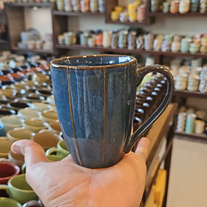 <b>Ceramic</b> Striped <b>Mug</b> Modern Farmhouse Kitchenware Neutral Coffee <b>Mug</b> Boho Chic Drinkware Everyday Tea Cup - Product Image 1