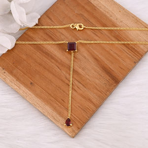 High Quality Classic Gold Plated 925 Sterling <b>Silver</b> Necklace With Mozambique Garnet Gemstone Prong Setting Necklace Jewelry - Product Image 2