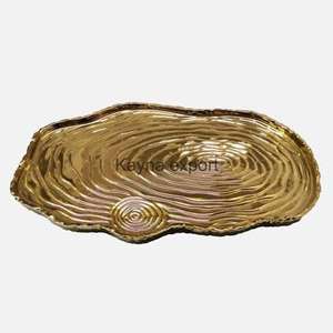 Bandeja de metal de Decoración de mesa bandeja en relieve chapado de latón decorativo de estilo vintage - Product Image 3