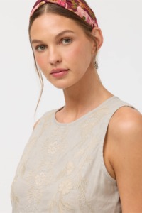 Conjunto de Dos Piezas de Lino 100% Azul Marino, Sin Mangas, Estilo Línea A, Plisado, para Uso Diario en Verano, con Bolsillos - Product Image 2