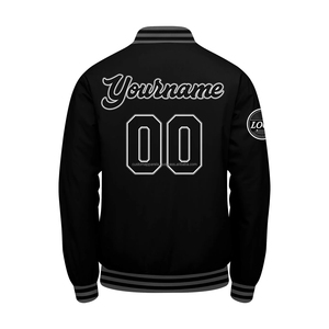 Veste varsity en laine à col montant personnalisé pour équipes sportives, avec broderie de haute qualité et doublure coupe-vent - Product Image 3