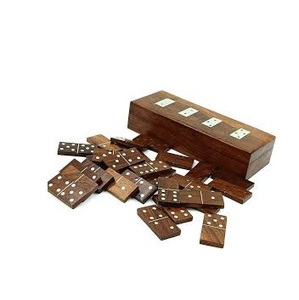High Quality Handmade Wood <b>Domino</b> Game <b>Set</b> with Brass Work Box for All Seasons-for Children - Product Image 1