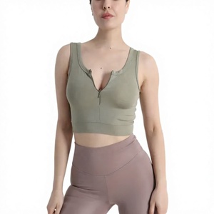 เสื้อกล้ามผู้หญิงสีเขียวมะกอก คอวี ทรงปกติ ผ้าถักเนื้อนุ่ม โพลีเอสเตอร์ผสมคอตตอน ระบายอากาศได้ดี เป็นมิตรกับสิ่งแวดล้อม สไตล์ลำลอง สำหรับฤดูใบไม้ร่วง มีโลโก้ด้านหน้า - Product Image 1