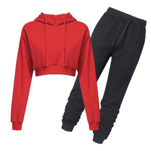 Ensemble de survêtement sportif décontracté 2 pièces sans manches à capuche pour femme, personnalisé OEM, automne-hiver, couleur unie - Product Image 3