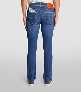 กางเกงยีนส์แฟชั่นสำหรับผู้ชายกางเกงยีนส์ผ้ายีนส์สีฟ้าและน้ำเงินทรงสลิมฟิตสำหรับผู้ชายโลโก้ตามสั่ง - Product Image 5