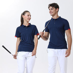 Polo mixto favorecido tela Golf manga corta gran oferta poliéster Spandex Vintage Unisex en blanco hombres tejido cuello alto - Product Image 5