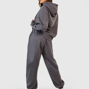 Femmes personnalisé 100% coton survêtement survêtement de haute qualité décontracté Sport à capuche pantalon ensemble perlé techniques grande taille hiver - Product Image 3