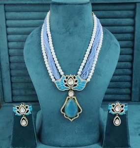 ชุดสร้อยคอโมนาลิซ่า คัตติ้งสโตน มอยส์ซาไนต์ โพลกี้ อิตาเลียน มีนา ไข่มุกขาว เมเฮนดี โพลิช ไฮโดร เหมาะสำหรับใส่ไปงานปาร์ตี้ - Product Image 2