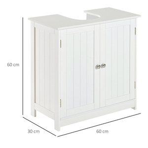 HOMCOM Meuble sous lavabo en MDF, meuble de salle de bain blanc avec 2 portes (60x30x60cm) - Product Image 3
