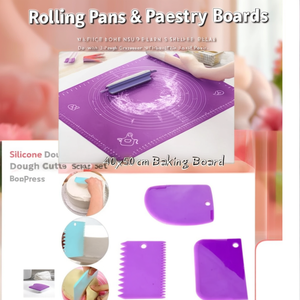 Silicone Dough <b>Rolling</b> <b>Mat</b> with 3-Piece Dough Cutter Scraper Set 40x50 cm Baking Board - Product Image 3