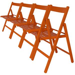 WELL HOME FURNITURE & DECORATION Paquete de 4 Sillas de Jardín BAS con Acabado Naranja en Madera de Haya - Product Image 1