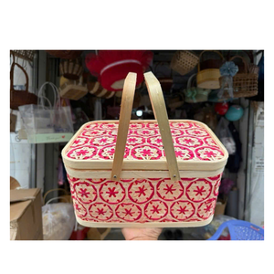 Panier-cadeau en bambou tissé hexagonal durable, artisanal, naturel, écologique, boîte en bambou pour aliments secs et décoration festive - Product Image 1