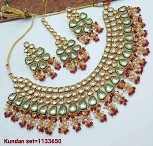 <b>INDIAN</b> TRADITIONAL and FASHIONABLE COPPER JEWELLERY BRIDAL WEDDING JEWELLERY <b>SET</b> for WOMEN EARRINGS and <b>NECKLACE</b> <b>SET</b> - Product Image 2