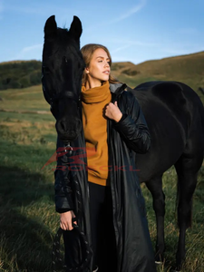 Abrigo largo de equitación de alta calidad para mujer, venta al por mayor, tejido transpirable regulador térmico aislado, modelado ergonómico, ecuestre - Product Image 4