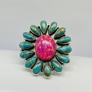 แหวนออโรร่าโอปอลและเทอร์คอยส์แหวนแฟชั่นแหวนแต่งงานแหวนหมั้นแหวนดีไซน์925แหวนเงินสเตอร์ลิง - Product Image 1