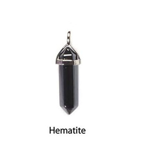 Collier pendentif en pierre hématite plaqué argent 8x30mm fait à la main en cristal de guérison bijoux en pierres précieuses naturelles - Product Image 1