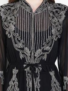 Heavy Material Georgette Silk Indian Ladies <b>Kurta</b>/Kurti for Muslim <b>Women</b> Hand Embroidered Crystal Glass Beads Luxury Fancy Wear - Product Image 6