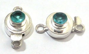 Topaze bleue Gemstone 1 brin, 2 brins et 3 brins fermoir boîte 925 Starling plaqué argent 21X12X8MM fermoir de fabrication de bijoux B751 - Product Image 2