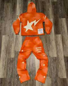 Nuevo DISEÑO DE chándales para hombre, parche desgastado personalizado, conjunto de Sudadera con capucha lavada con ácido bordado, sudor apilado acampanado, estampado transpirable - Product Image 5