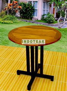 Juego de Muebles de Jardín de Hierro y Madera de Teca, Mesa y Sillas de Comedor para Exteriores, Hoteles, Sala de Estar, Diseño Moderno y Contemporáneo, Uso en Exteriores - Product Image 3