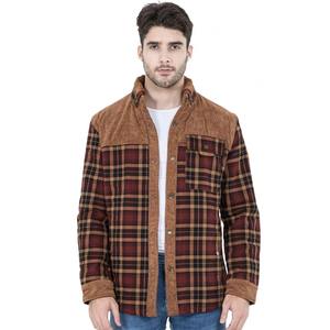 Veste chemise en cuir à carreaux rétro pour homme, coupe-vent décontracté à manches longues pour l'hiver et l'automne, col à revers, style moto, grande taille - Product Image 1