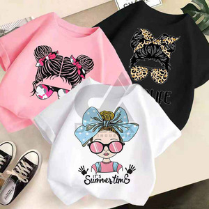 Camiseta de Algodón de Manga Corta para Niñas, Económica y a la Moda, Ropa Casual para Bebés y Niños Pequeños, Uso Diario, Logotipo Personalizado OEM - Product Image 1