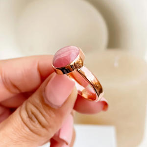 925 Sterling Silver Unique Wedding Party <b>Statement</b> <b>Ring</b> Trendy Christian 10x10mm Pink Rhodochrosite 18k Gold Plated Natural - Product Image 4