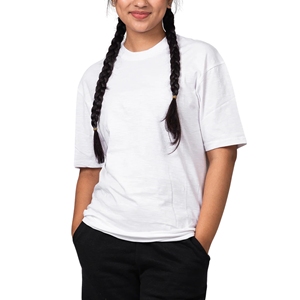 T-shirt femme en coton 100% de qualité supérieure, coupe classique, blanc, col rond, manches courtes, design personnalisé - Product Image 1