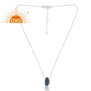 Atest-Colgante de Plata de Ley 925 con piedra quamarina natural, Collar personalizado, joyería - Product Image 1