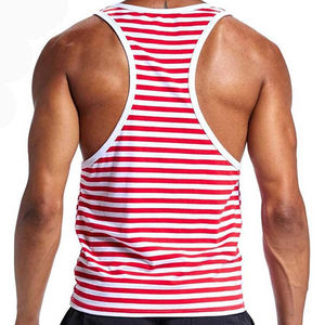 Gimnasio Fitness sin mangas de secado rápido chaleco para correr camisetas sin mangas para hombres diseño a rayas de algodón de alta calidad estilo de calle alta camisetas sin mangas para hombres - Product Image 5
