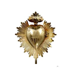Oro acabado Metal Sagrado corazón Sunburst Milagros colgante Sagrado corazón para Iglesia hogar pared decorativa católica regalo y decoración - Product Image 1