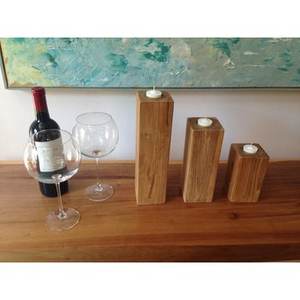 Ensemble de 3 bougeoirs de table en bois avec métal parfait pour la décoration de salon Bougeoirs élégants pour l'ambiance de la maison - Product Image 4