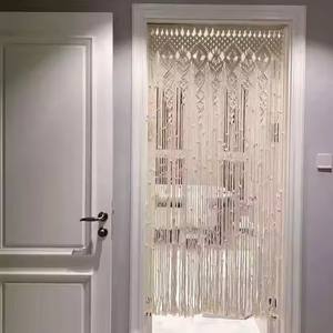 Cortina de puerta de macramé hecha a mano de algodón natural para decoración de pared tamaños personalizados disponibles | Isar International - Product Image 1