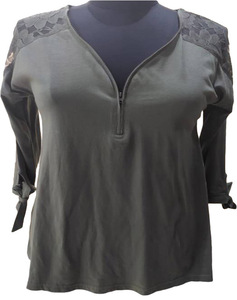 Mujeres Oficina Sexy cuello en V profundo ropa de playa Crop Top encaje malla transparente cremallera frontal abierto bordado algodón fiesta desgaste blusa - Product Image 1