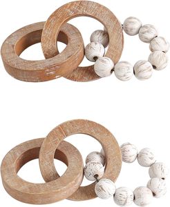 Handmade <b>Rustic</b> Wood Chain Link <b>Home</b> <b>Decor</b> Carved 3-Link Wood Knot Beads Natural Boho Farmhouse Table <b>Decor</b> Best Housewarming - Product Image 1