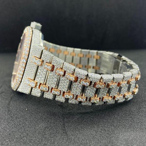 Haute qualité DEF Moissanite diamant glacé montre nouveau produit prix usine boîtier en acier inoxydable bande verre cadran fenêtre Date - Product Image 3