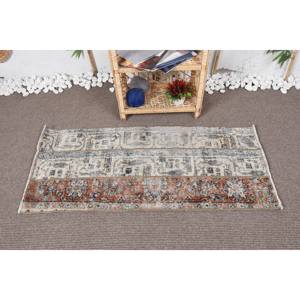 Alfombra Turca Vintage de 190 x 430 cm, Diseño de Parches Beige y Naranja, Estilo Clásico, Lana y Látex Ecológicos, Pelo Mediano, para Dormitorio o Pasillo - Product Image 1