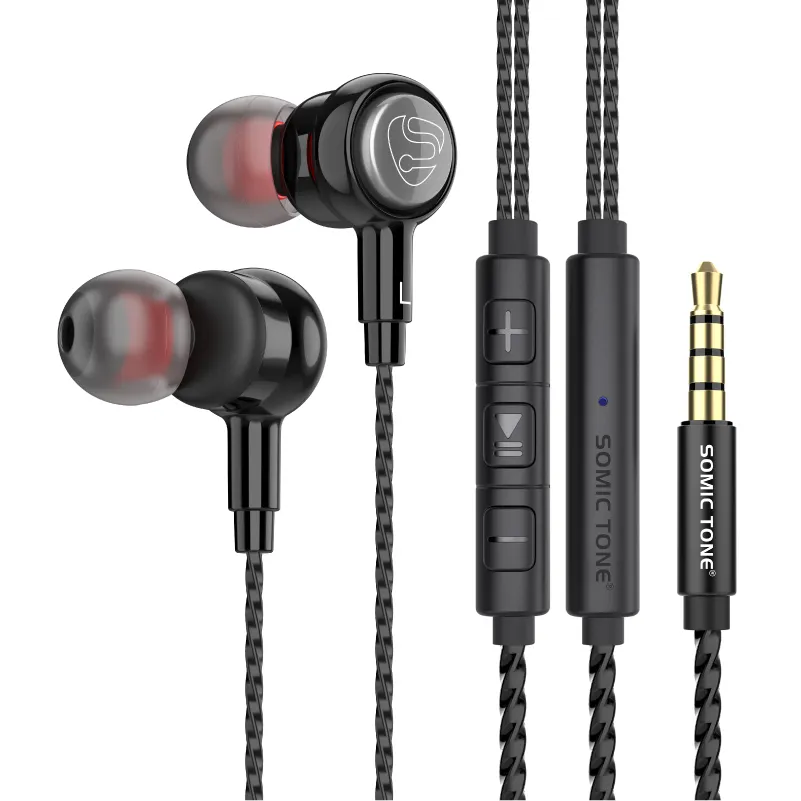 SOMIC Earphone In-Ear S900, Headset Earphone Bass Stereo berkabel Jack 3.5mm warna hitam kualitas tinggi murah